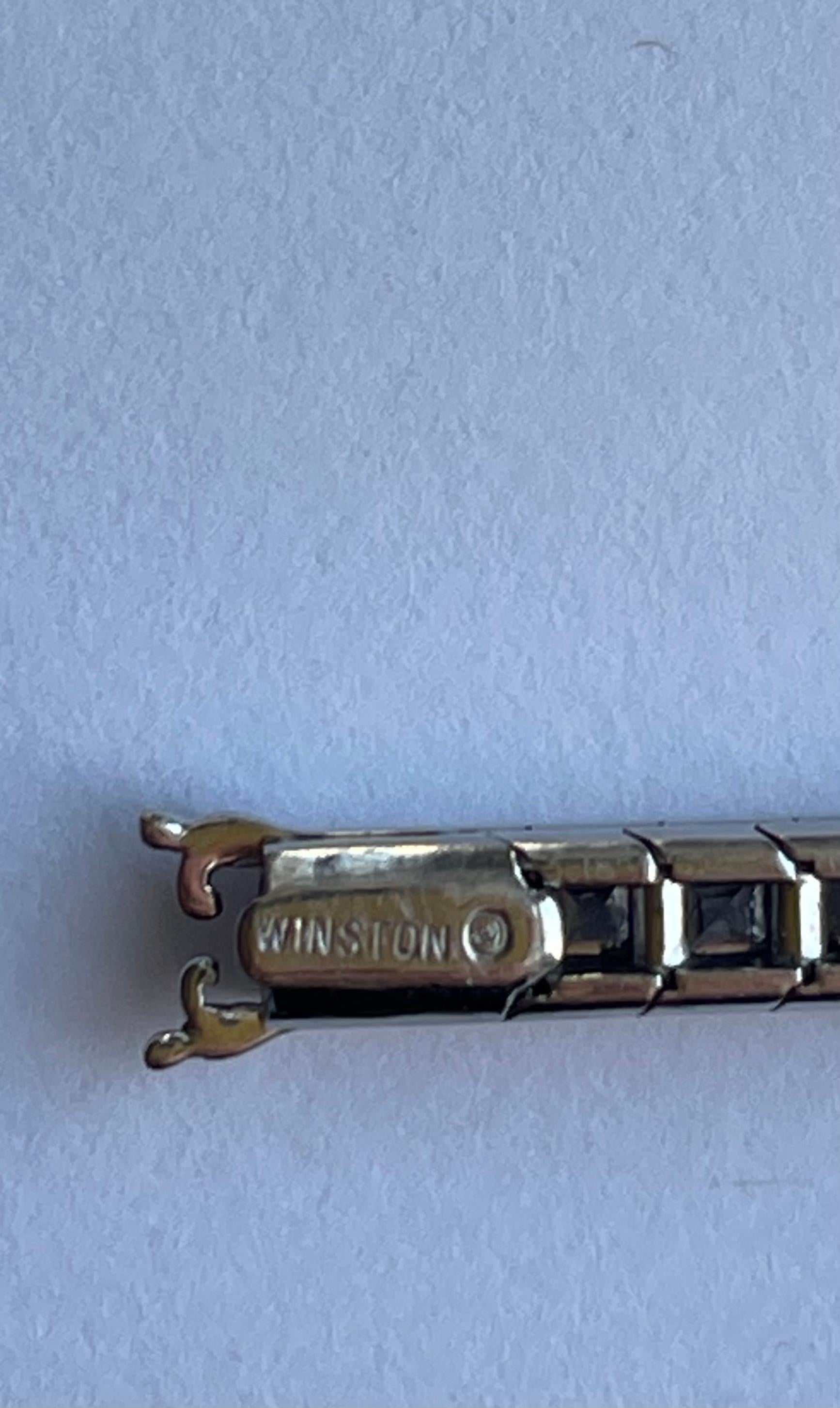 Men's Harry Winston Emerald Cut Diamond Platinum Line Bracelet For Sale