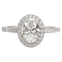 Harry Winston Oval-Shaped Diamond Micropavé Halo Engagement Ring