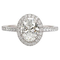 Harry Winston Oval-Shaped Diamond Micropavé Halo Engagement Ring