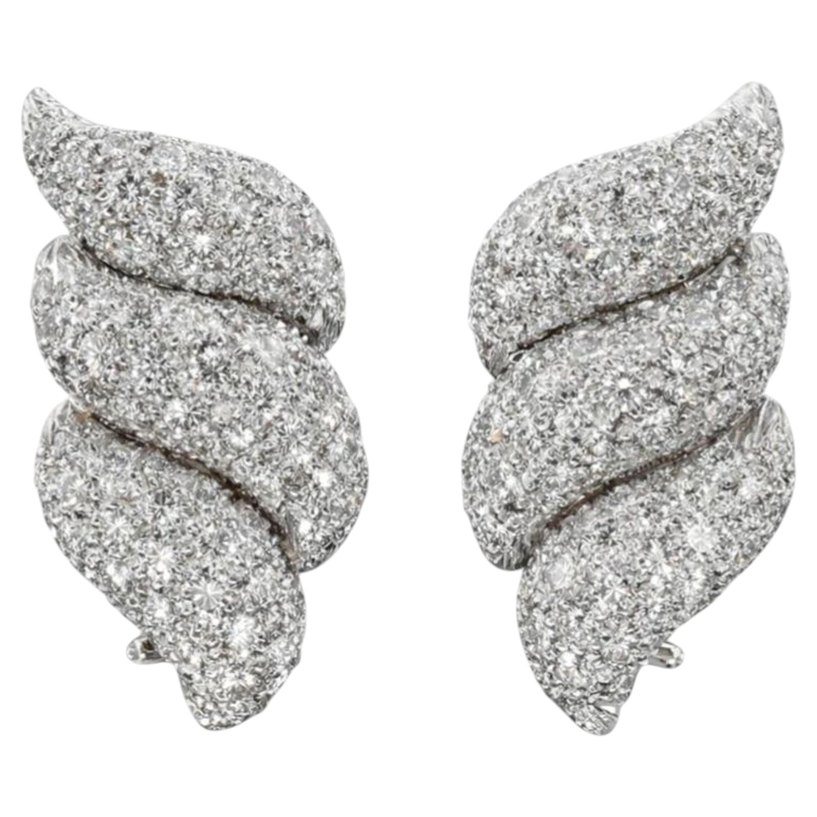 Harry Winston Pavé Diamond Earrings Platinum, Circa 2000s For Sale