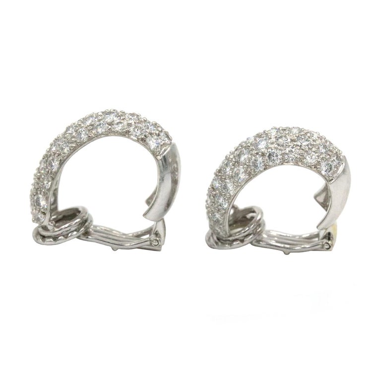 Platinum Harry Winston Pave Diamond Earrings With 80 Diamonds 2.00 CTW, H-I In Color And VS In Clarity