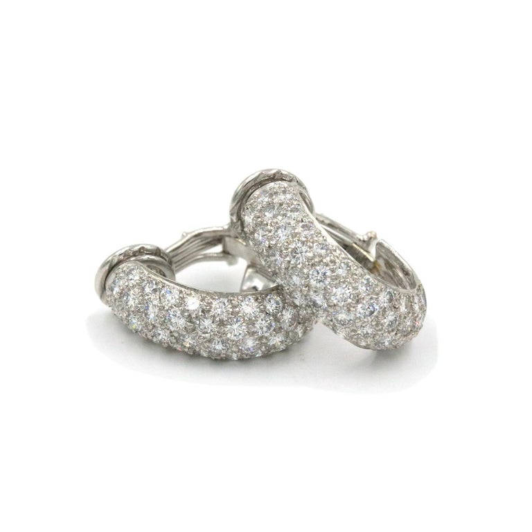Women's Harry Winston Pave Diamond Platinum Clip on Earrings For Sale