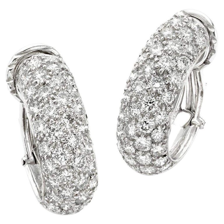 Harry Winston Pave Diamond Platinum Clip on Earrings For Sale