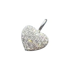 Harry Winston Pavé Heart Charm Necklace Brilliant Diamond 18K White Gold