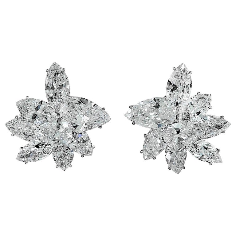 Harry Winston Pear and Marquise-Shaped Diamond Cluster Ear Clips For ...