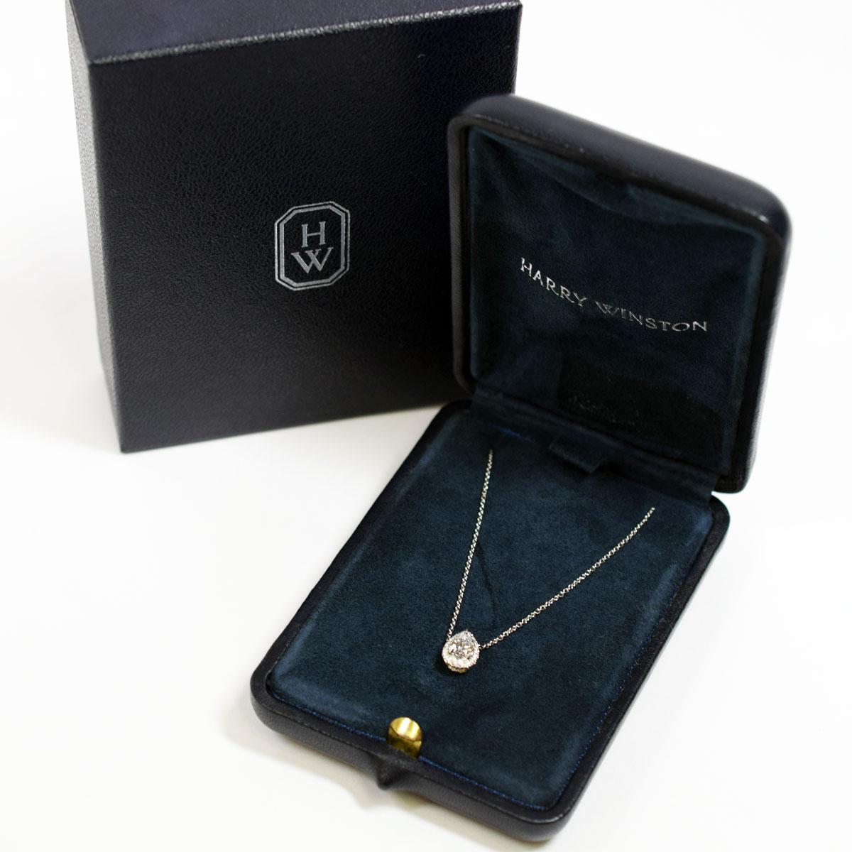 Women's Harry Winston Pear Shaped 0.52 Carat Diamond Platinum Micropavé Pendant For Sale