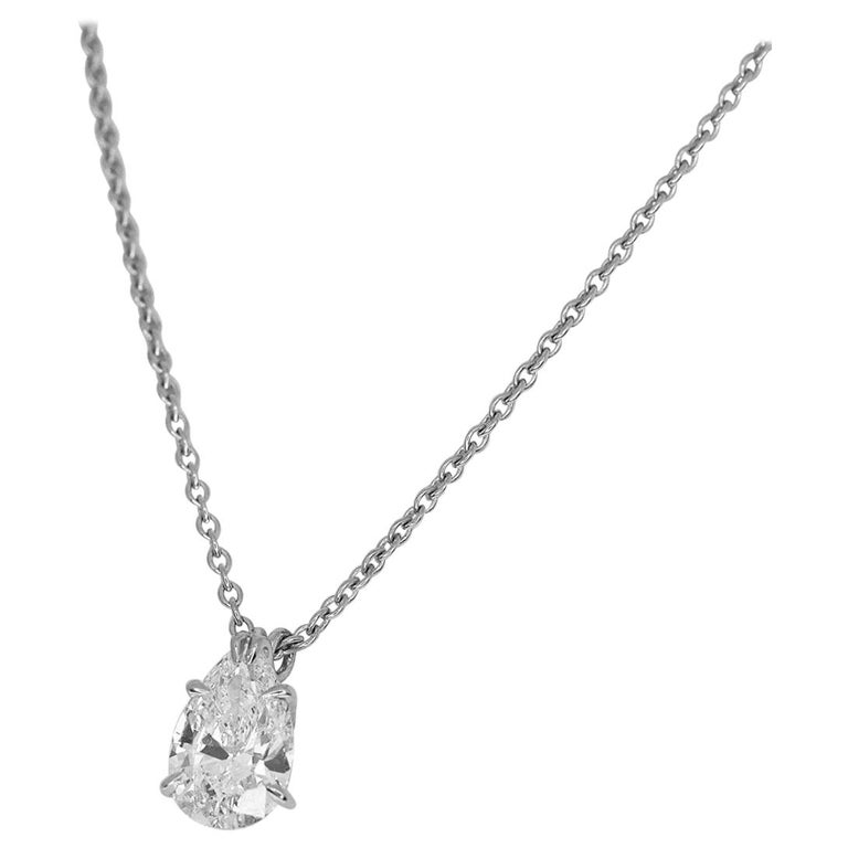 Harry Winston Pear Shaped 1.01 Carat Diamond Solitaire Platinum Pendant