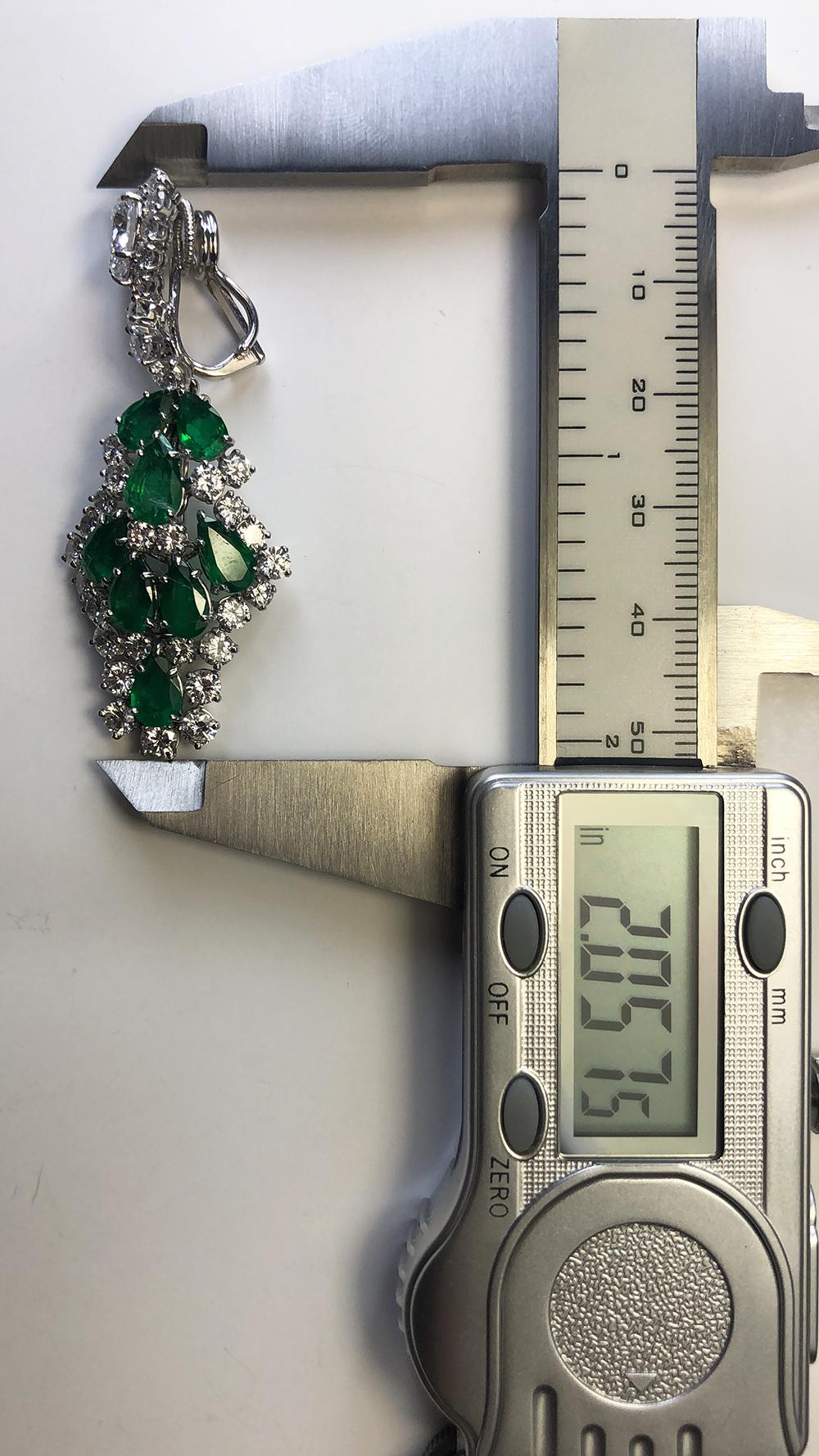 Pear Cut Harry Winston Emerald Diamond Chandelier Earrings For Sale