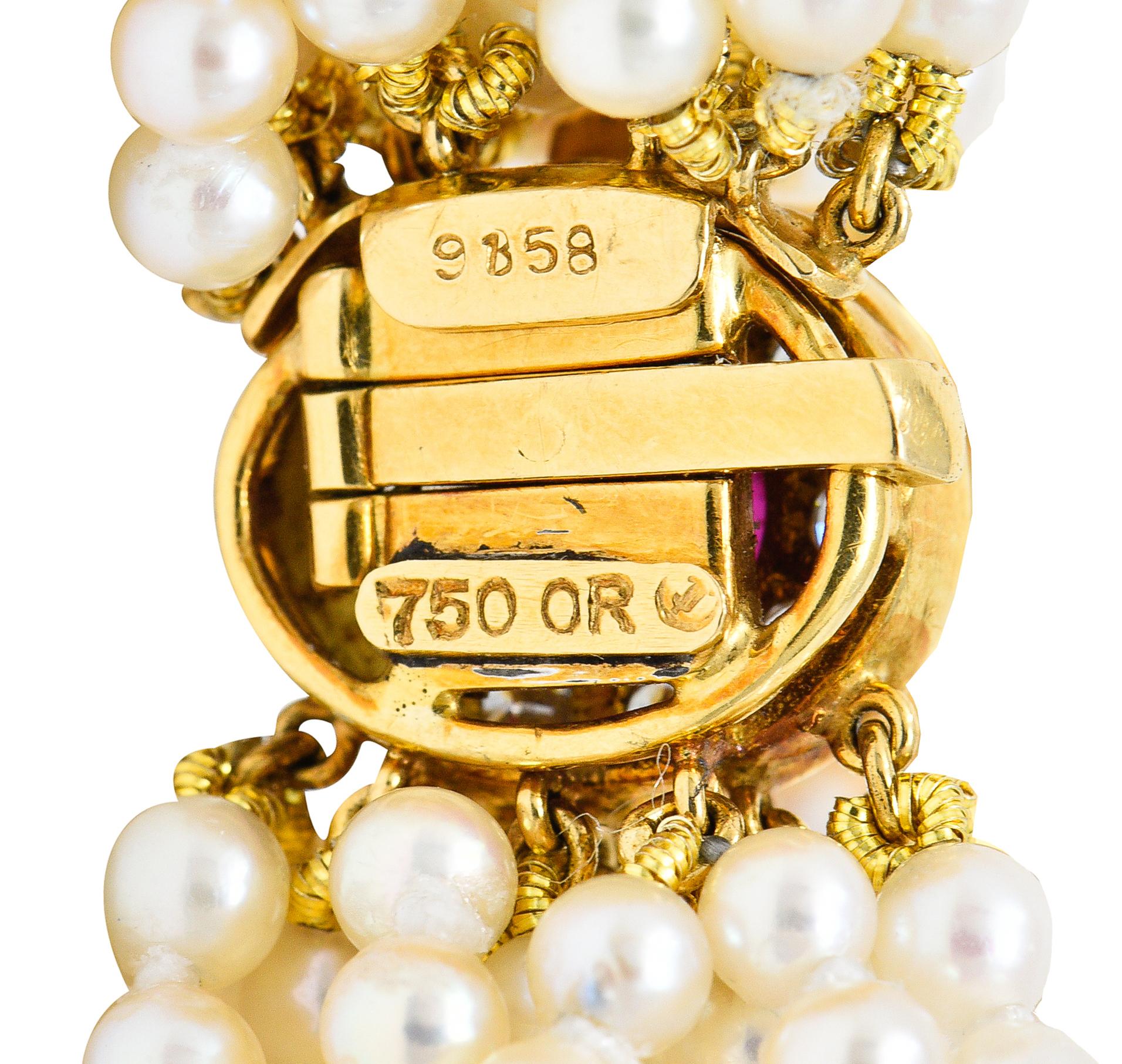 Contemporary Harry Winston Pearl 26.35 Carats Colombian Emerald Ruby Diamond 18K Necklace