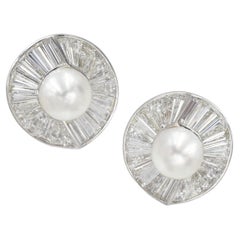 Harry Winston Pearl and Diamond Clip-On Earrings