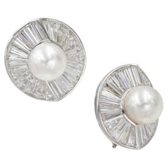 Harry Winston Pearl and Diamond Clip-On Earrings