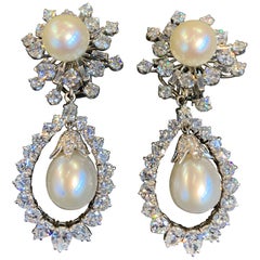 Harry Winston Pearl and Diamond Earrings