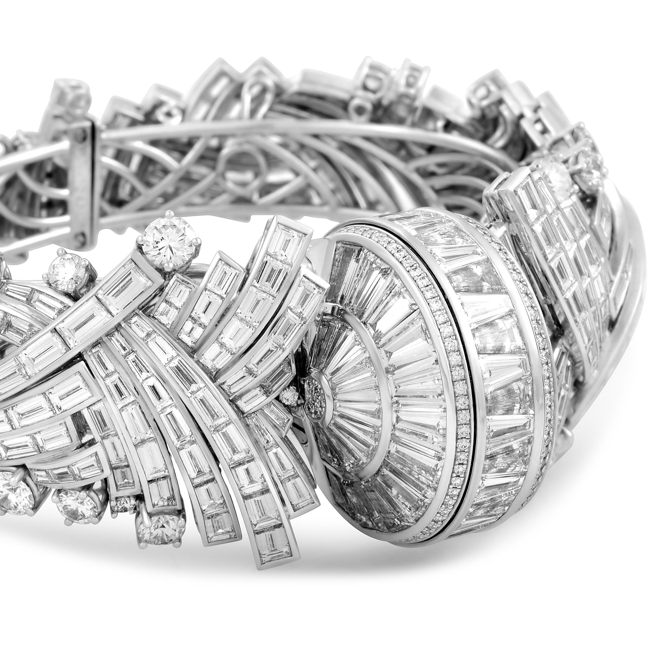 Harry Winston Piece Unique Platinum Diamond Watch Bracelet In Excellent Condition In Southampton, PA