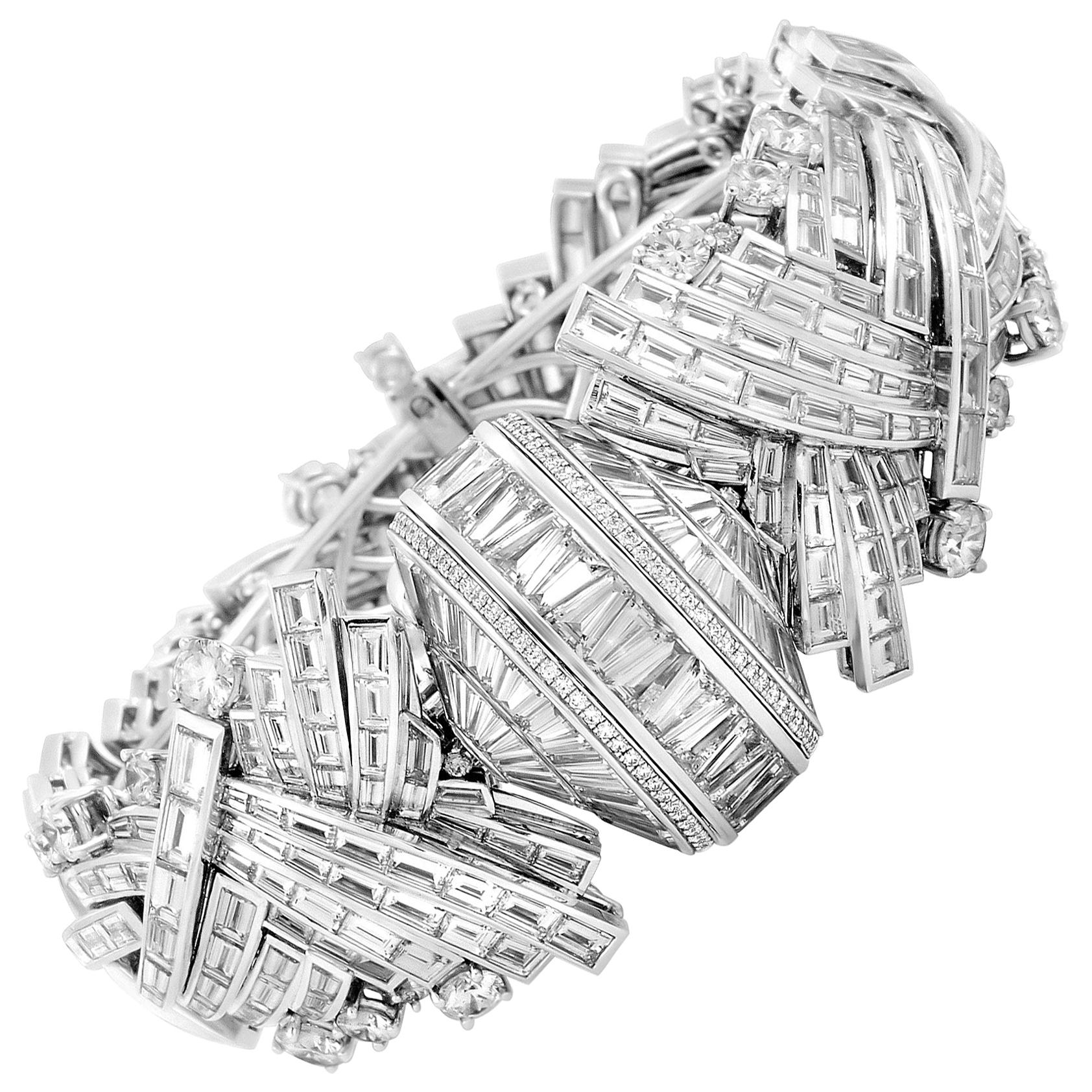 Harry Winston Piece Unique Platinum Diamond Watch Bracelet
