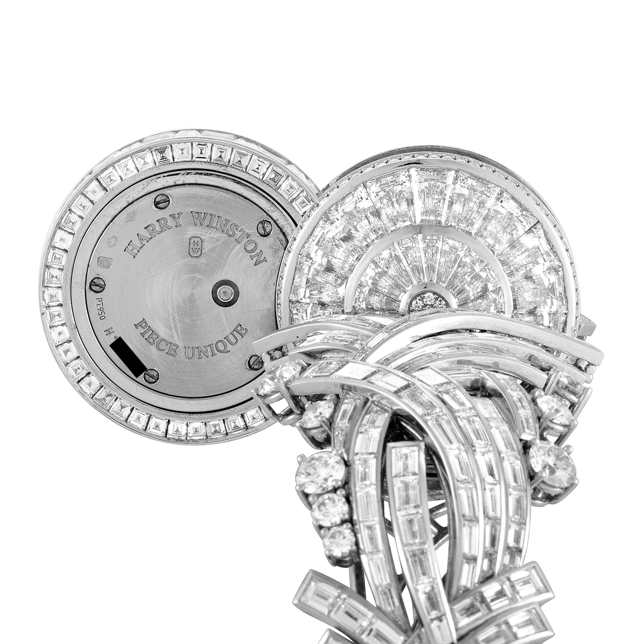An exhilarating homage to the brand’s iconic reputation for amazing work with diamonds, this spellbinding platinum timepiece from Harry Winston boasts a neat case seamlessly concealed inside a gloriously resplendent and uncompromisingly lavish