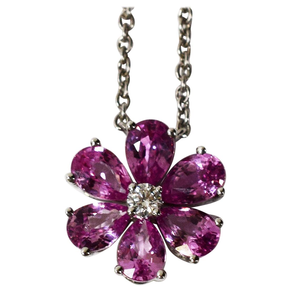 Harry Winston Pink Sapphire Diamond Platinum Forget Me Not by HW Pendant at  1stDibs  harry winston forget-me-not necklace price, harry winston forget  me not necklace price, hw diamond