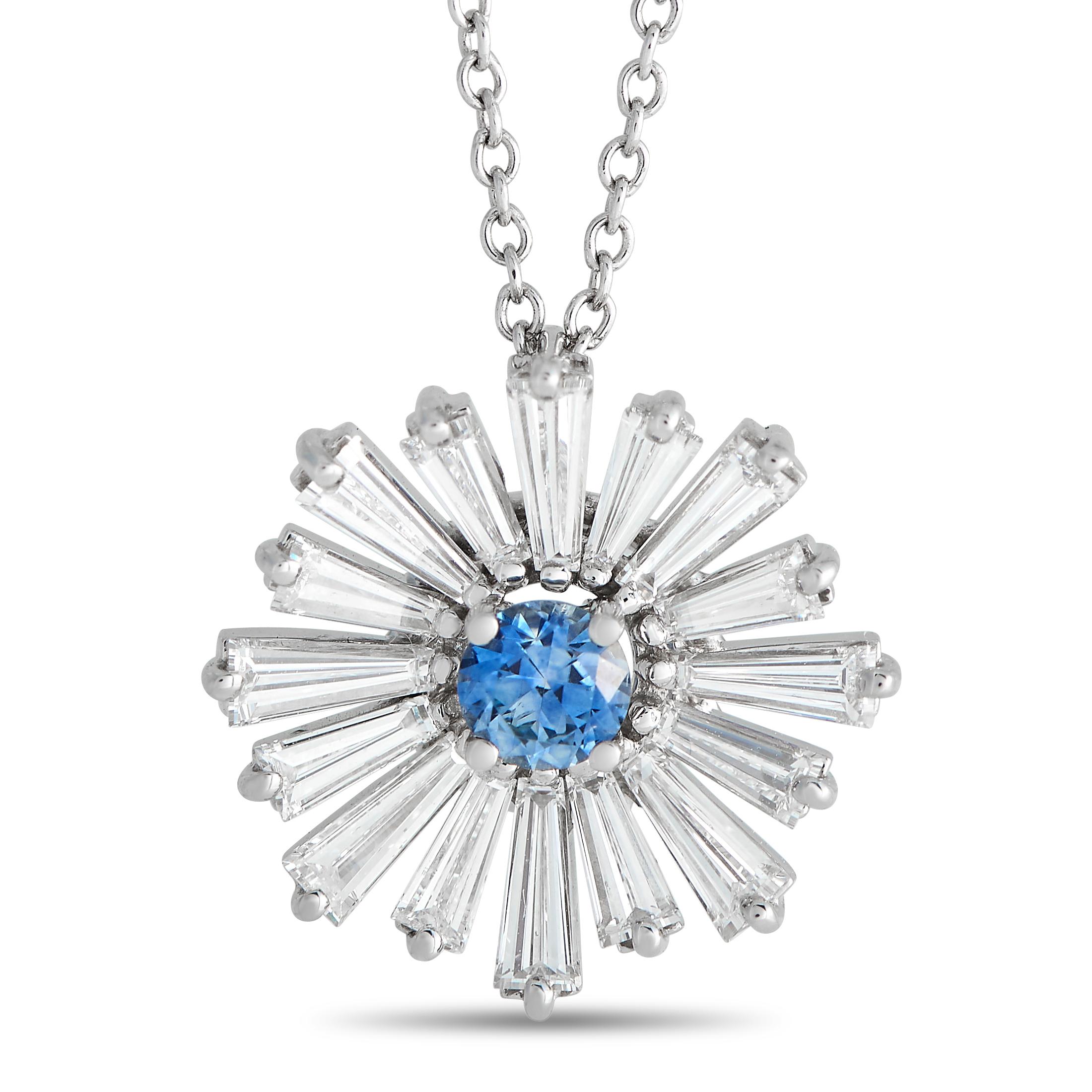 Baguette Cut Harry Winston Platinum 1.25ct Diamond and Sapphire Necklace For Sale