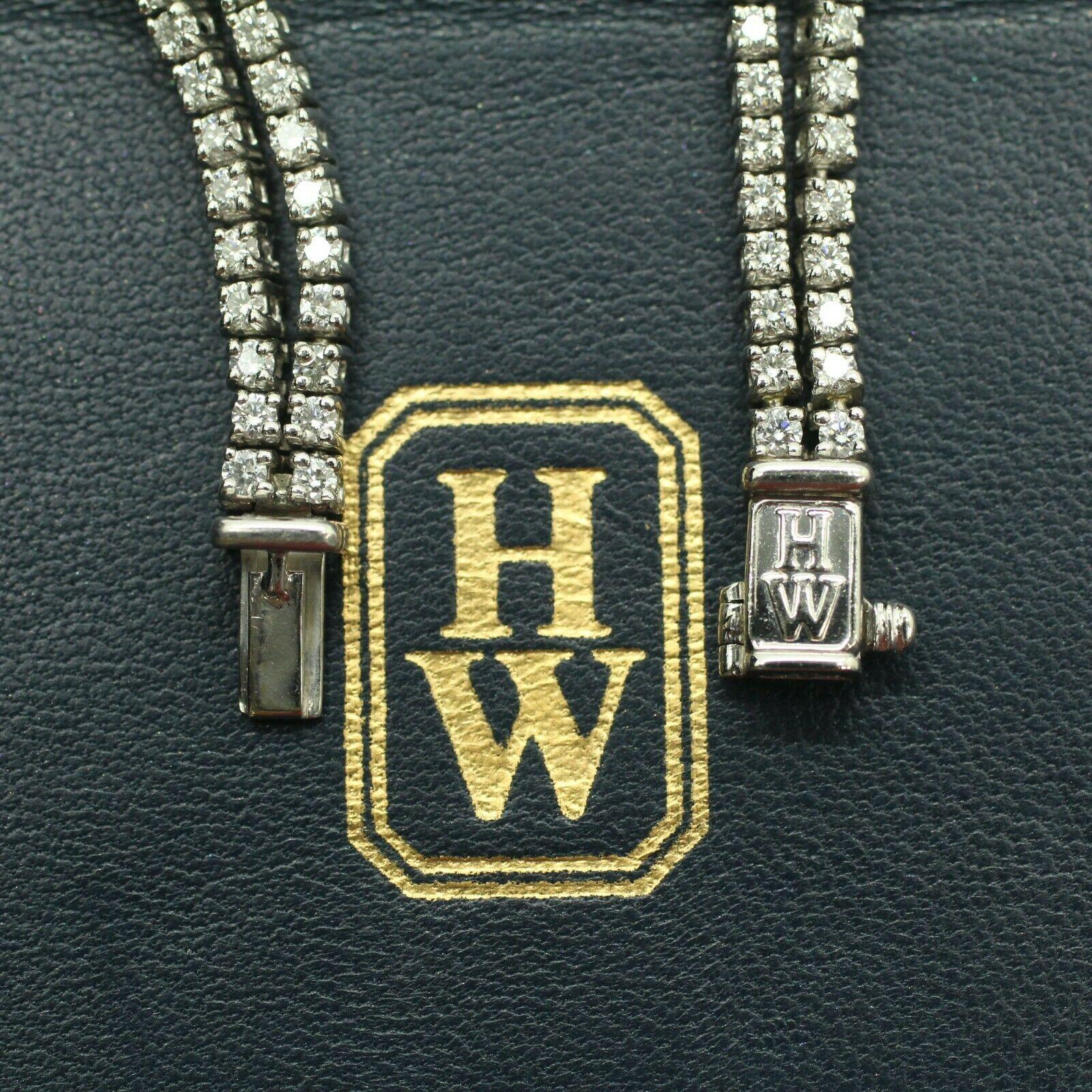 Harry Winston Platinum 2-Row Diamond Tennis Bracelet In Excellent Condition In Los Angeles, CA