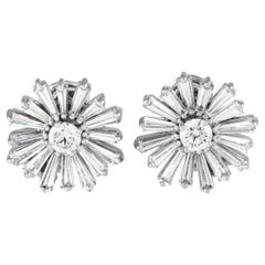 Harry Winston Platinum 3.0ct Diamond Clip-On Flower Earrings