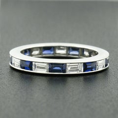 Harry Winston Platinum 3.61ctw Sapphire Diamond Channel Eternity Band Ring S 9.5