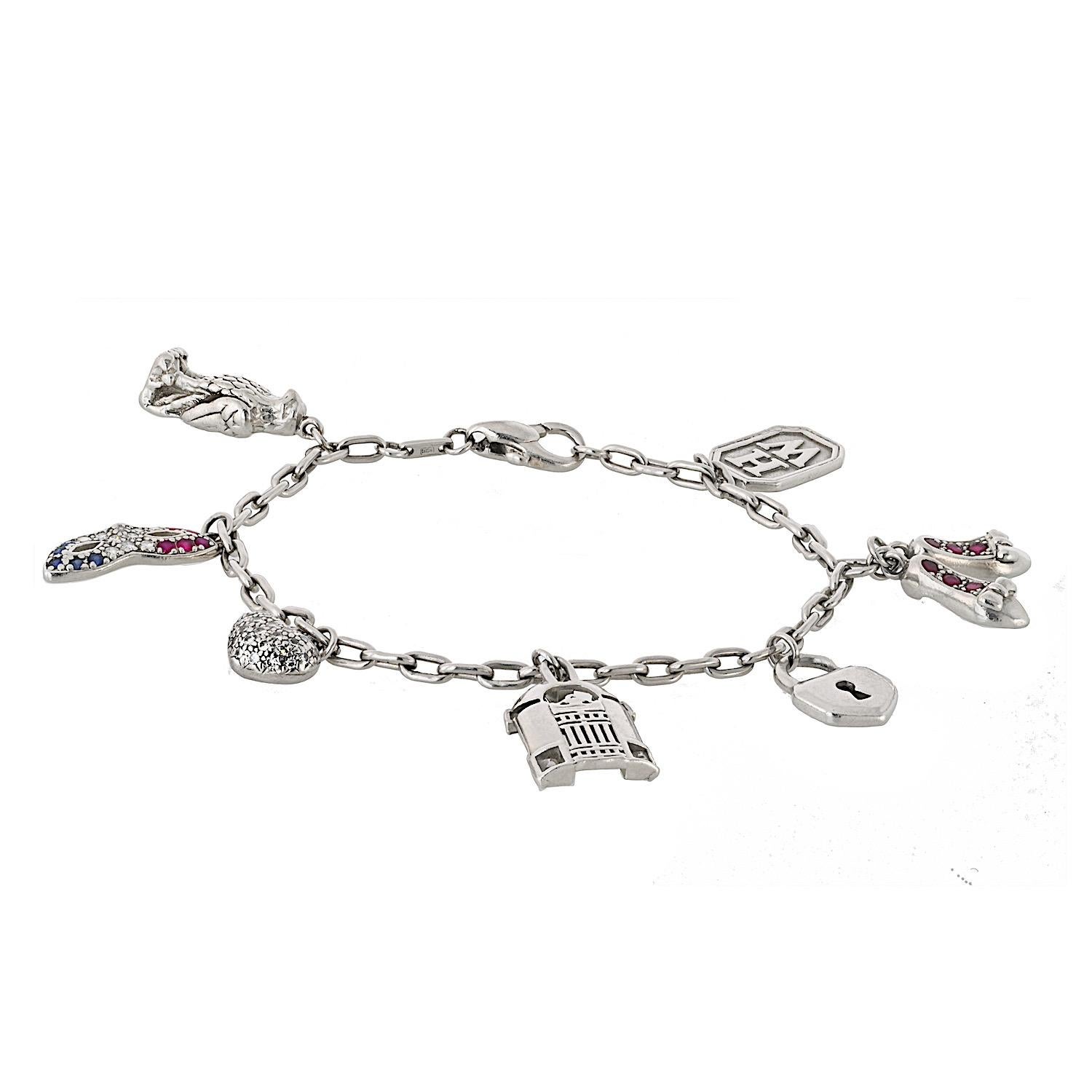 Harry Winston Platin 7 Anhänger Vintage-Armband (Moderne) im Angebot