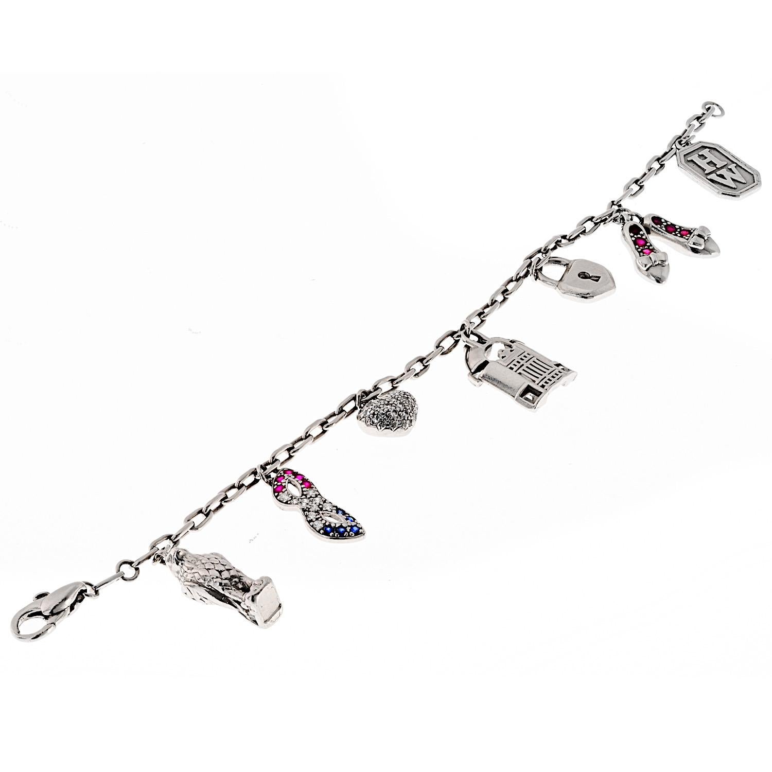 Harry Winston Platin 7 Anhänger Vintage-Armband Damen im Angebot