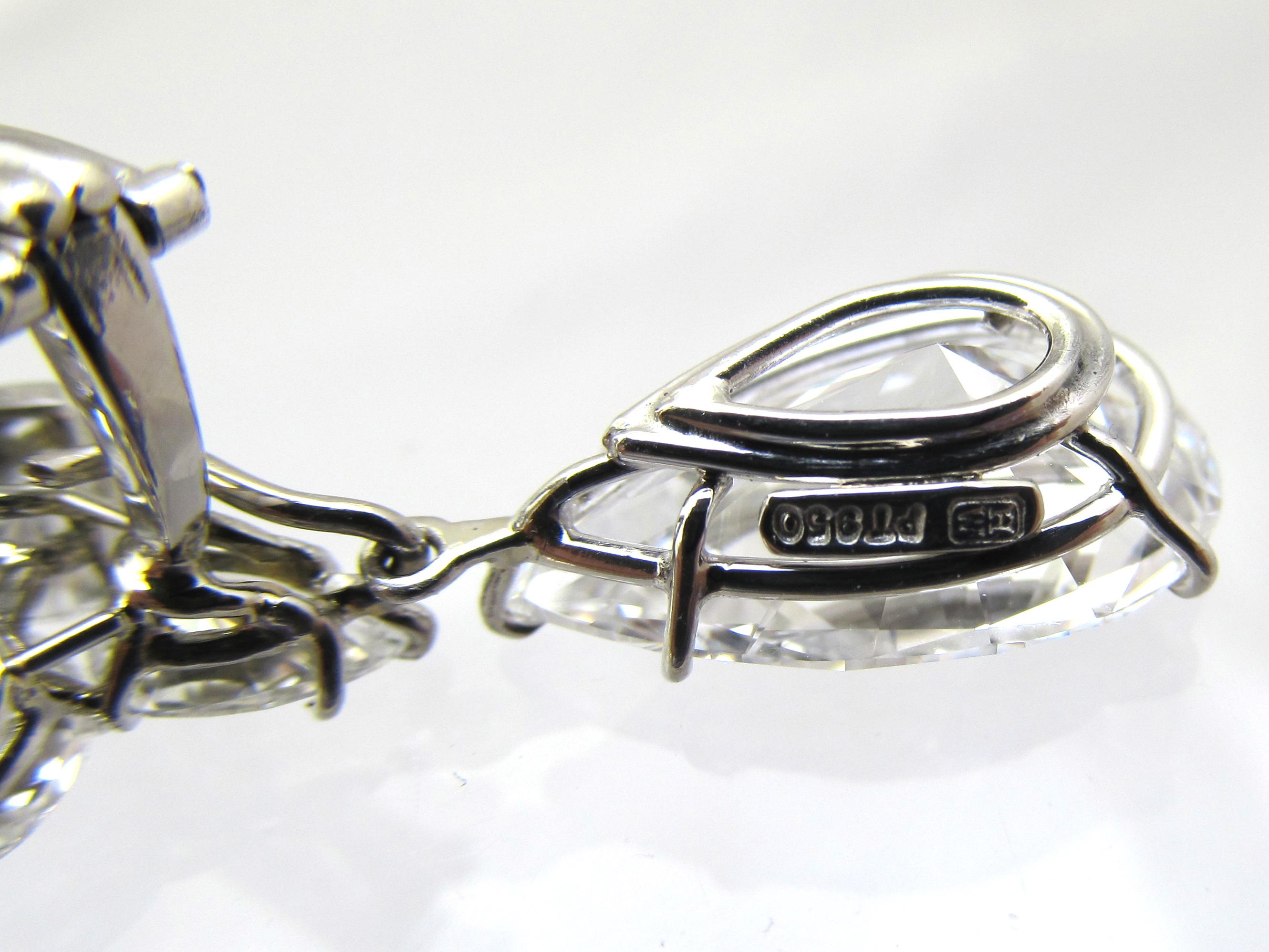 Harry Winston, Platinum and Diamond Pendant Earrings For Sale 1