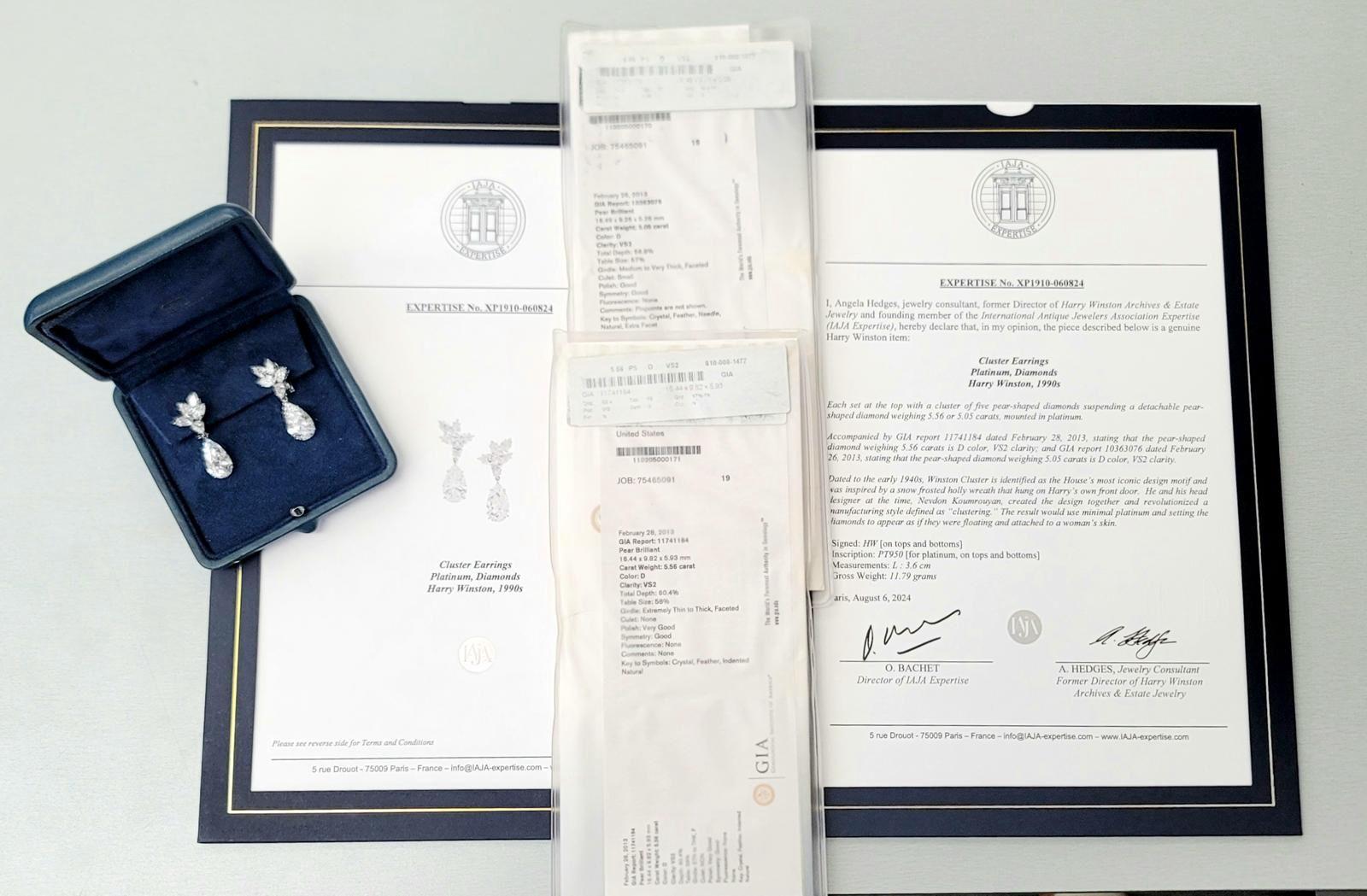 Harry Winston, Platinum and Diamond Pendant Earrings For Sale 2