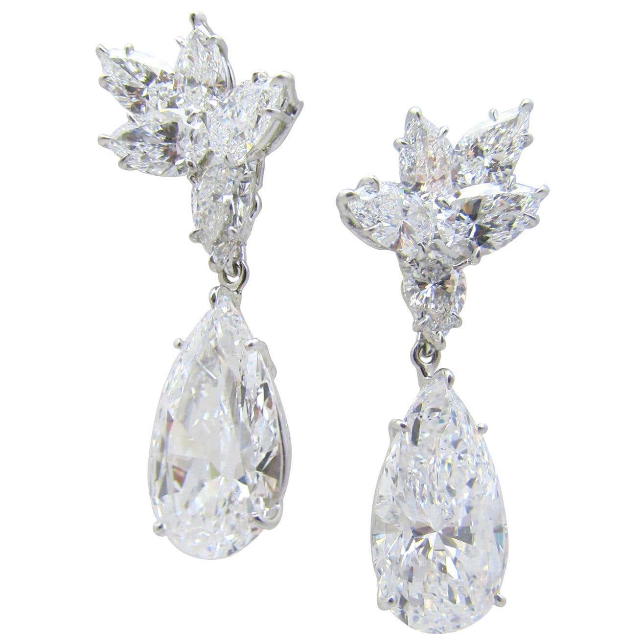 Harry Winston, Platinum and Diamond Pendant Earrings For Sale at ...