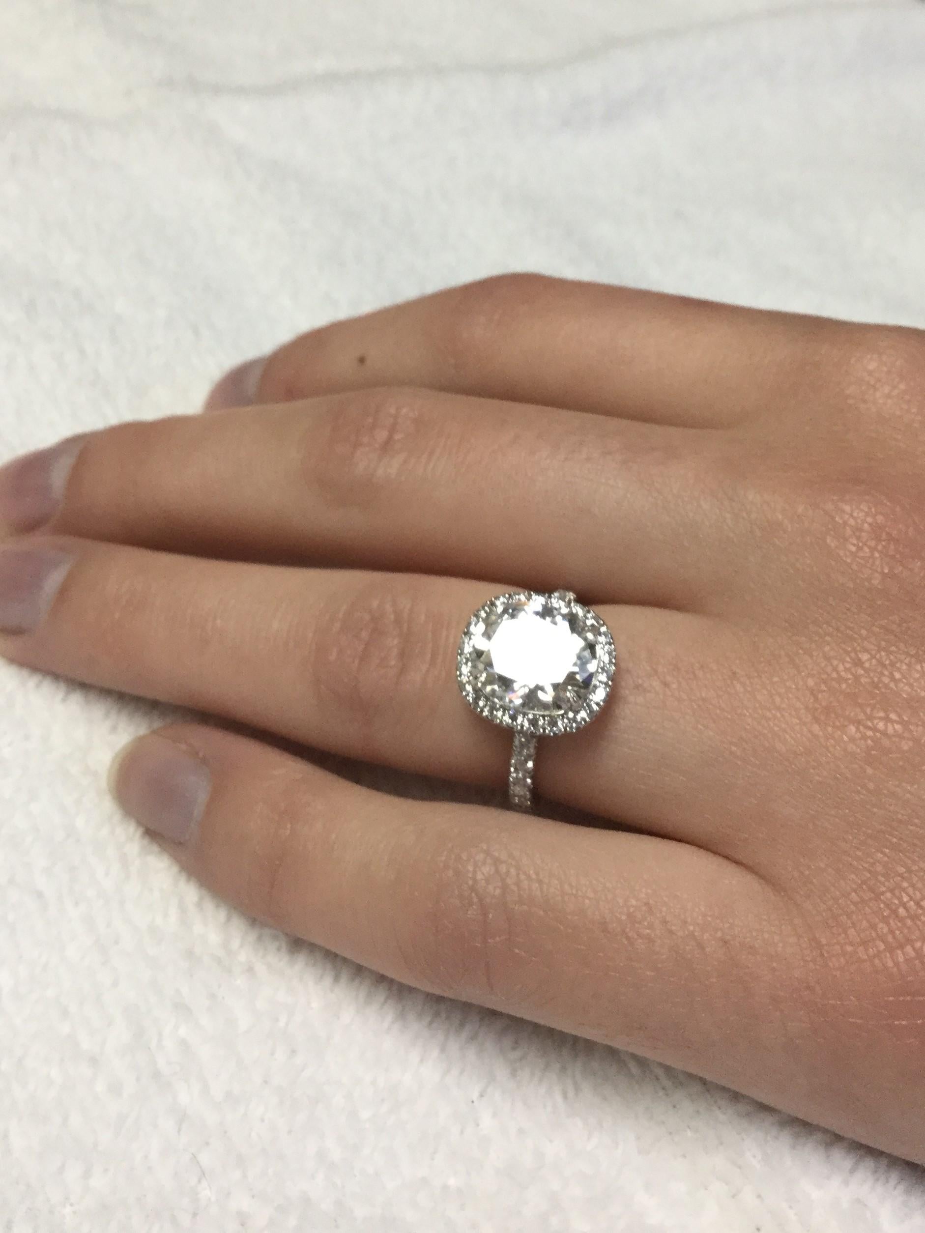 Harry Winston Platinum Cushion Cut Diamond Engagement Ring GIA 3.41 Carat In Excellent Condition For Sale In Wilton, CT