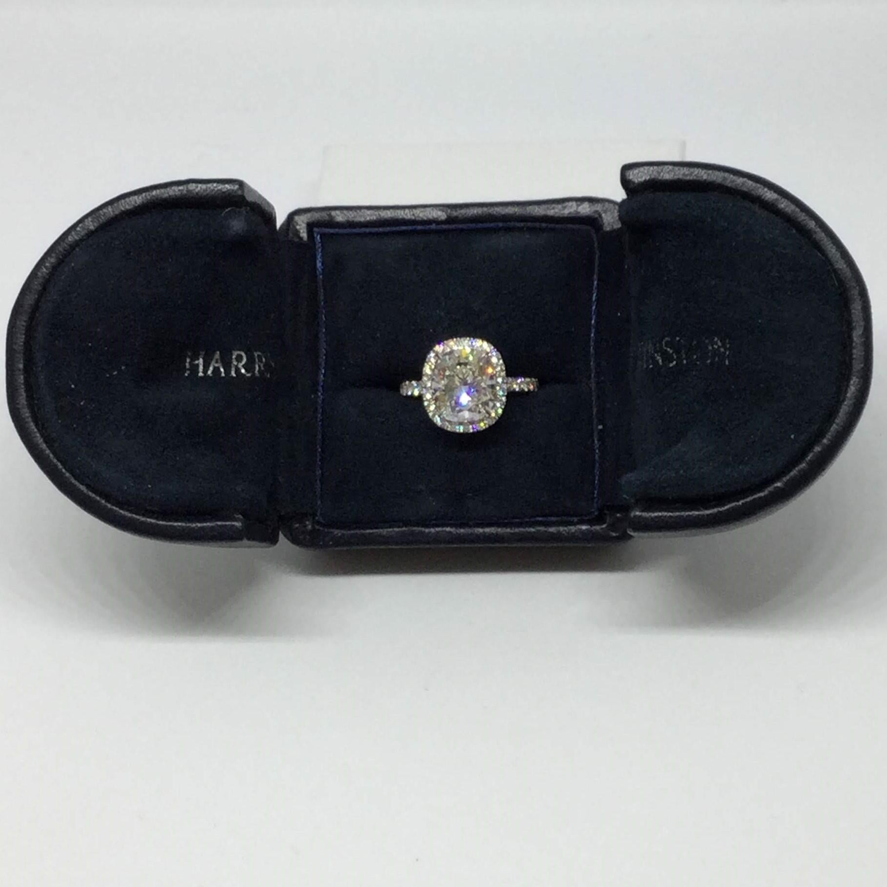 Harry Winston Platinum Cushion Cut Diamond Engagement Ring GIA 3.41 ...