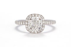 Harry Winston Platinum Cushion Cut Diamond Halo Ring 2.01 Carat F/VS2 GIA