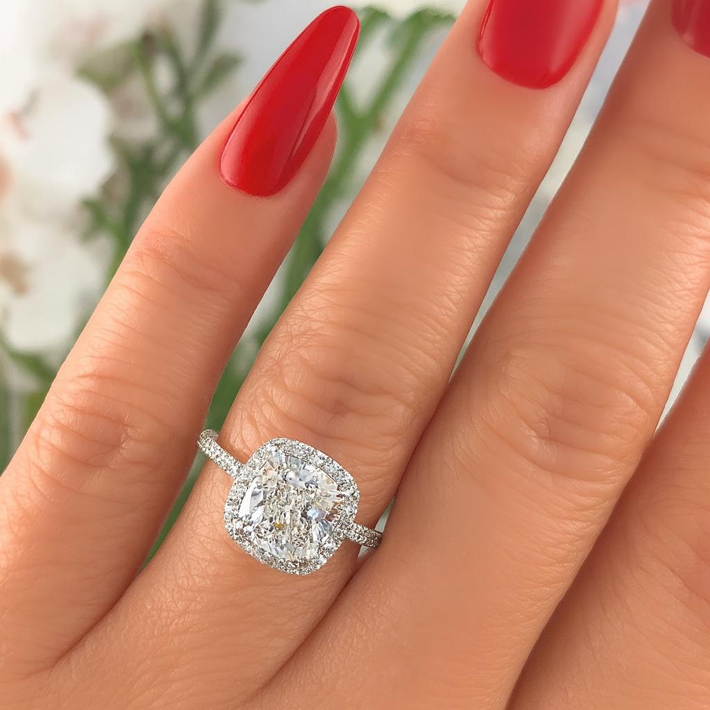 da uomo o donna Harry Winston - Anello di platino con diamanti taglio cuscino in vendita