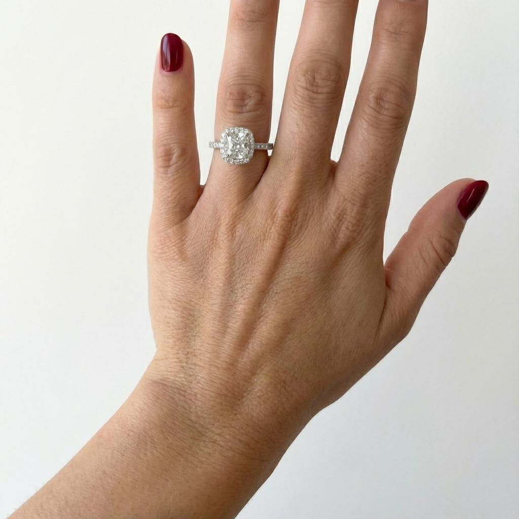 Taglio cuscino Anello con diamante a cuscino in platino di Harry Winston in vendita