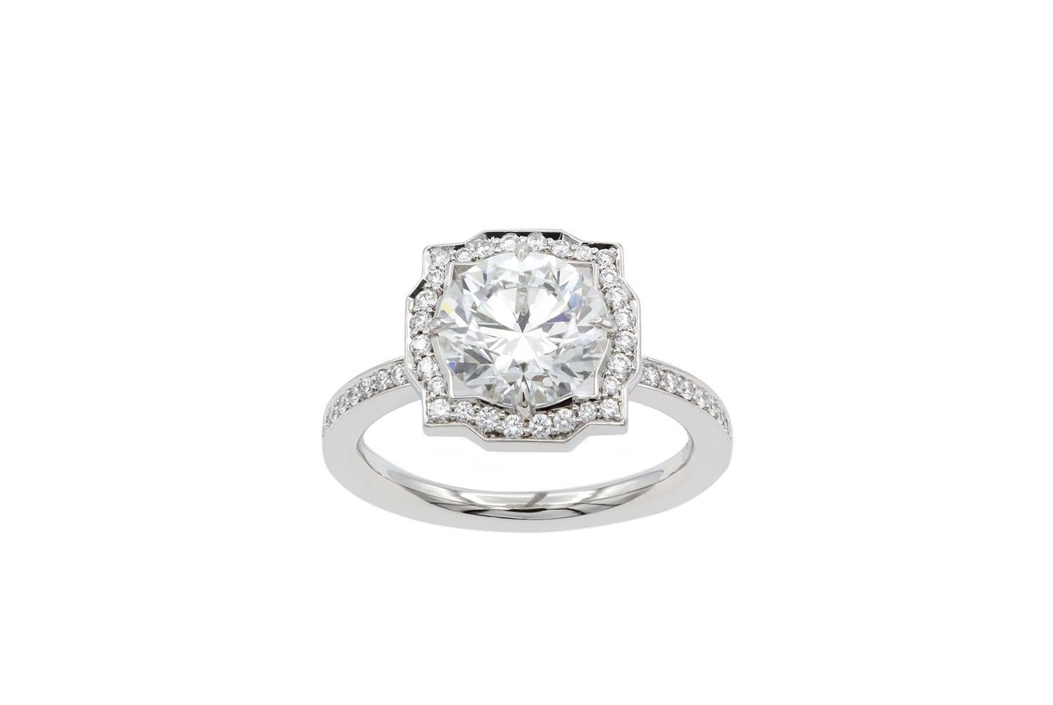 Women's Harry Winston Platinum & Diamond Belle Halo Engagement Ring 2.00ctw F/VVS1 GIA