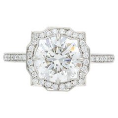 Harry Winston Platinum & Diamond Belle Halo Engagement Ring 2.00ctw F/VVS1 GIA