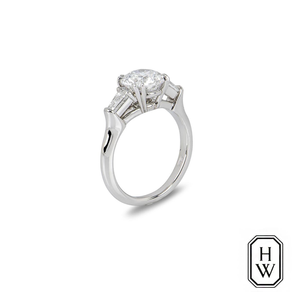 classic winston cushion-cut engagement ring with tapered baguette side stones price