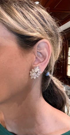 Harry Winston Platinum Diamond Cluster Earrings