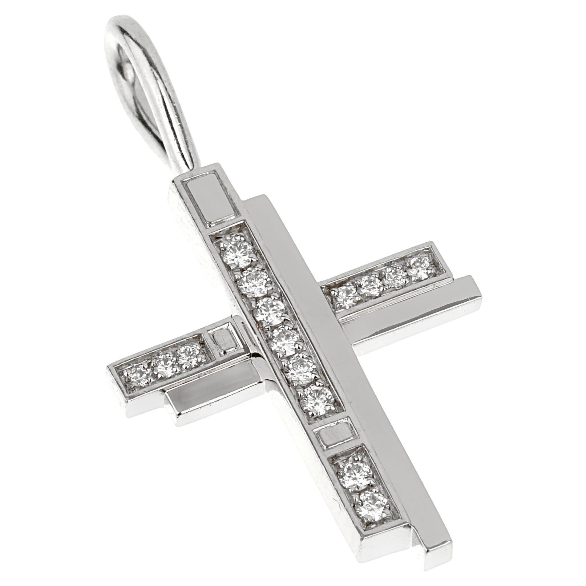 Harry Winston Platinum Diamond Cross Charm For Sale