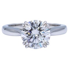 Used Harry Winston Platinum Diamond Engagement Ring with Round 1.61 Ct FVS1