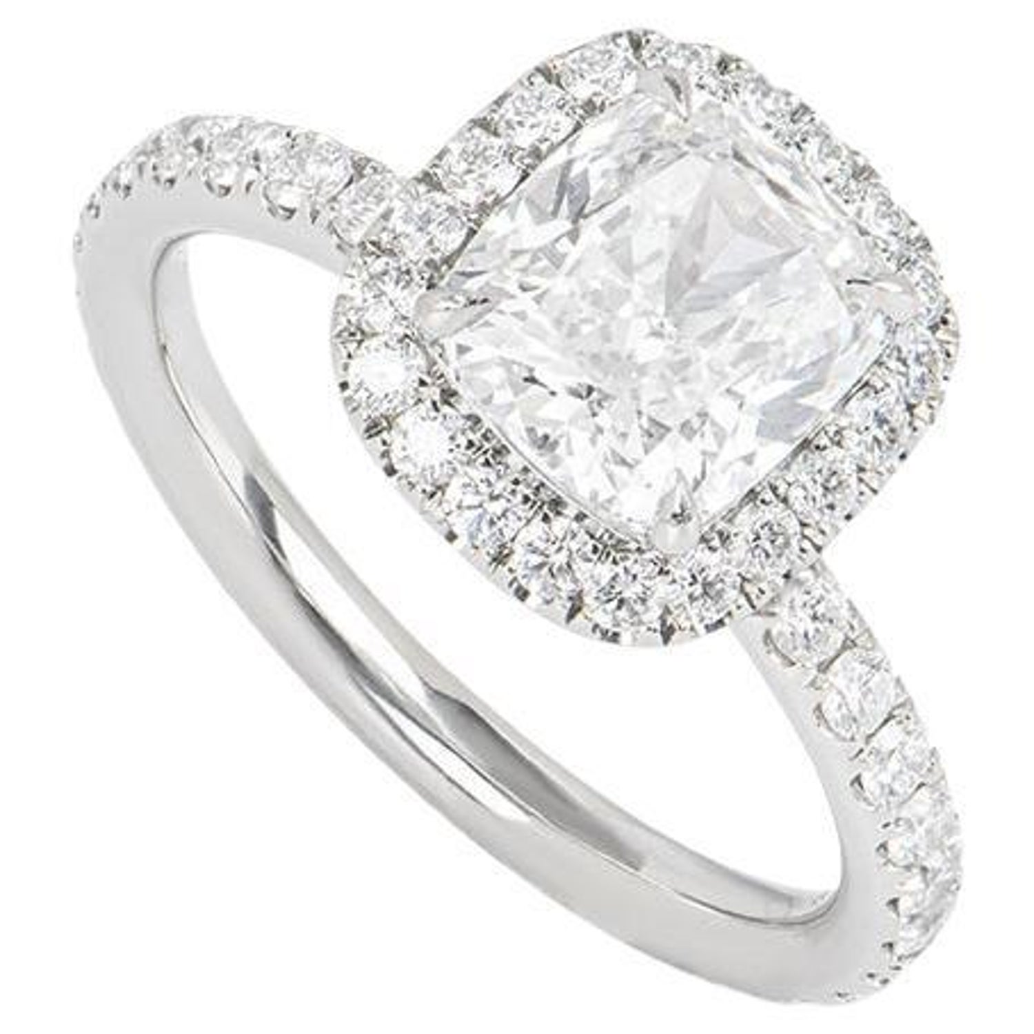 Harry Winston Platinum and Diamond Belle Halo Engagement Ring 2.00ctw  F/VVS1 GIA For Sale at 1stDibs