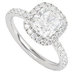 Harry Winston, bague de fiançailles en platine avec diamants 1,76 carat E/VVS1 certifié GIA