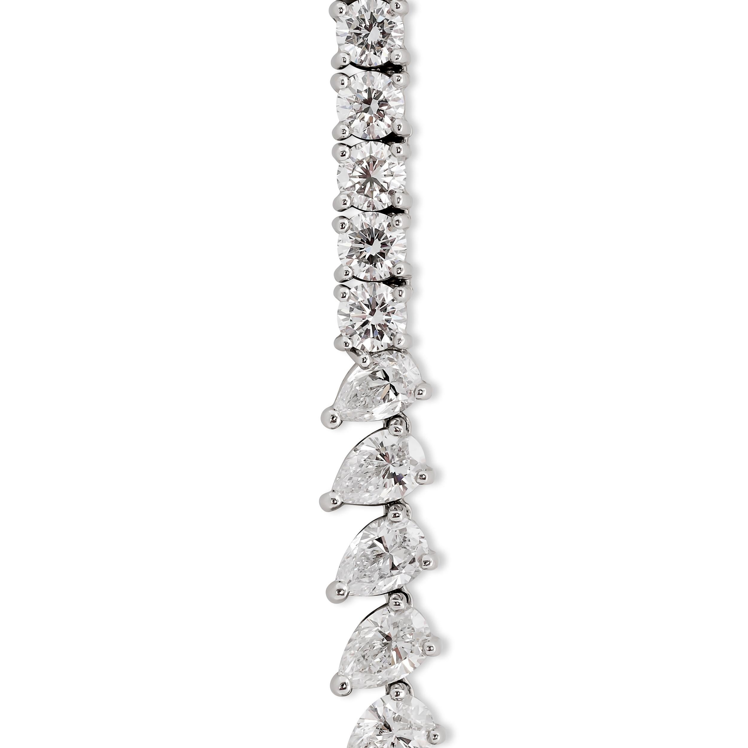 Pear Cut Harry Winston Platinum Diamond Vine Necklace For Sale