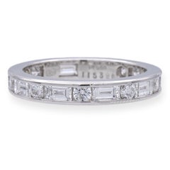 Harry Winston Platinum Eternity Baguette Round Diamond Band Ring 1.85cts TW