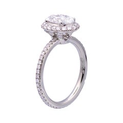 Harry Winston Platinum Halo Oval Diamond 1.54ct TW DVVS1 Engagement Ring SZ 4.25