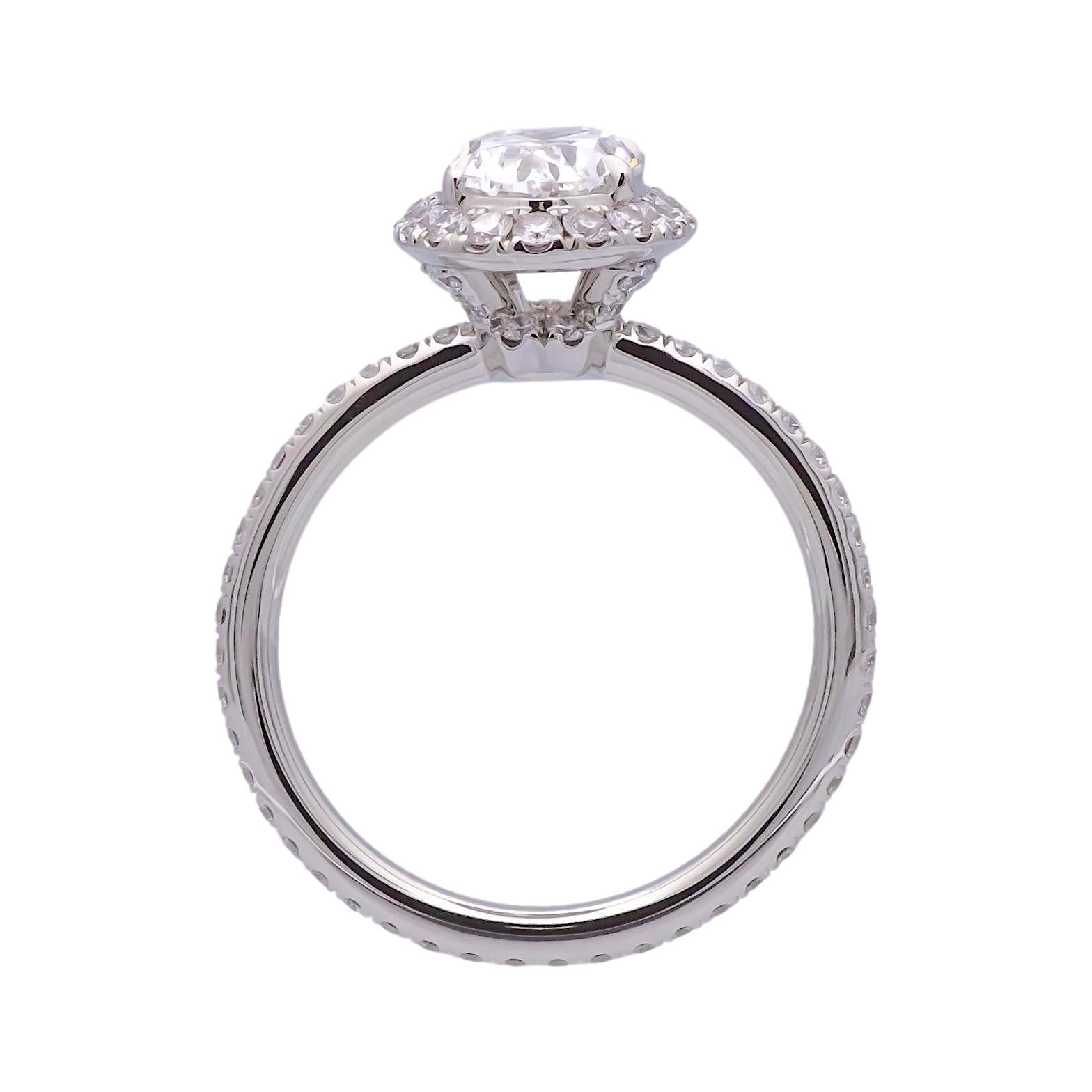 Women's Harry Winston Platinum Halo Oval Diamond 1.54ct TW DVVS1 Engagement Ring SZ 4.25
