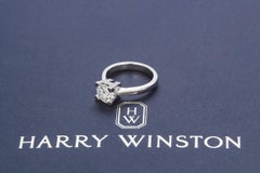 Harry Winston Platinum "HW" Round Brilliant Diamond Ring 1.23 Carat F/VS1