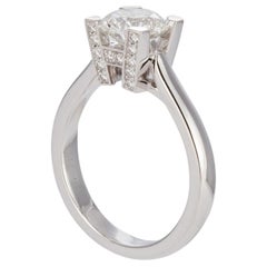 Harry Winston Platinum "HW" Round Brilliant Diamond Ring 1.23 Carat F/VS1