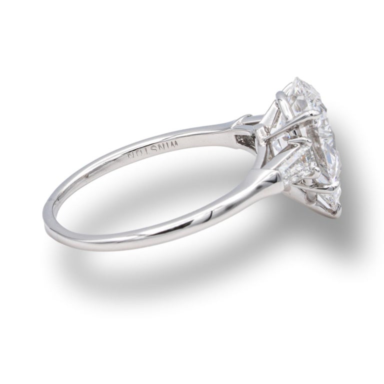 Platinum Engagement Ring Prong Set with Pear Shape Diamond and