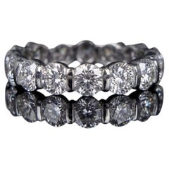Harry Winston Platinum Round Diamond Bar Set Eternity Wedding Band
